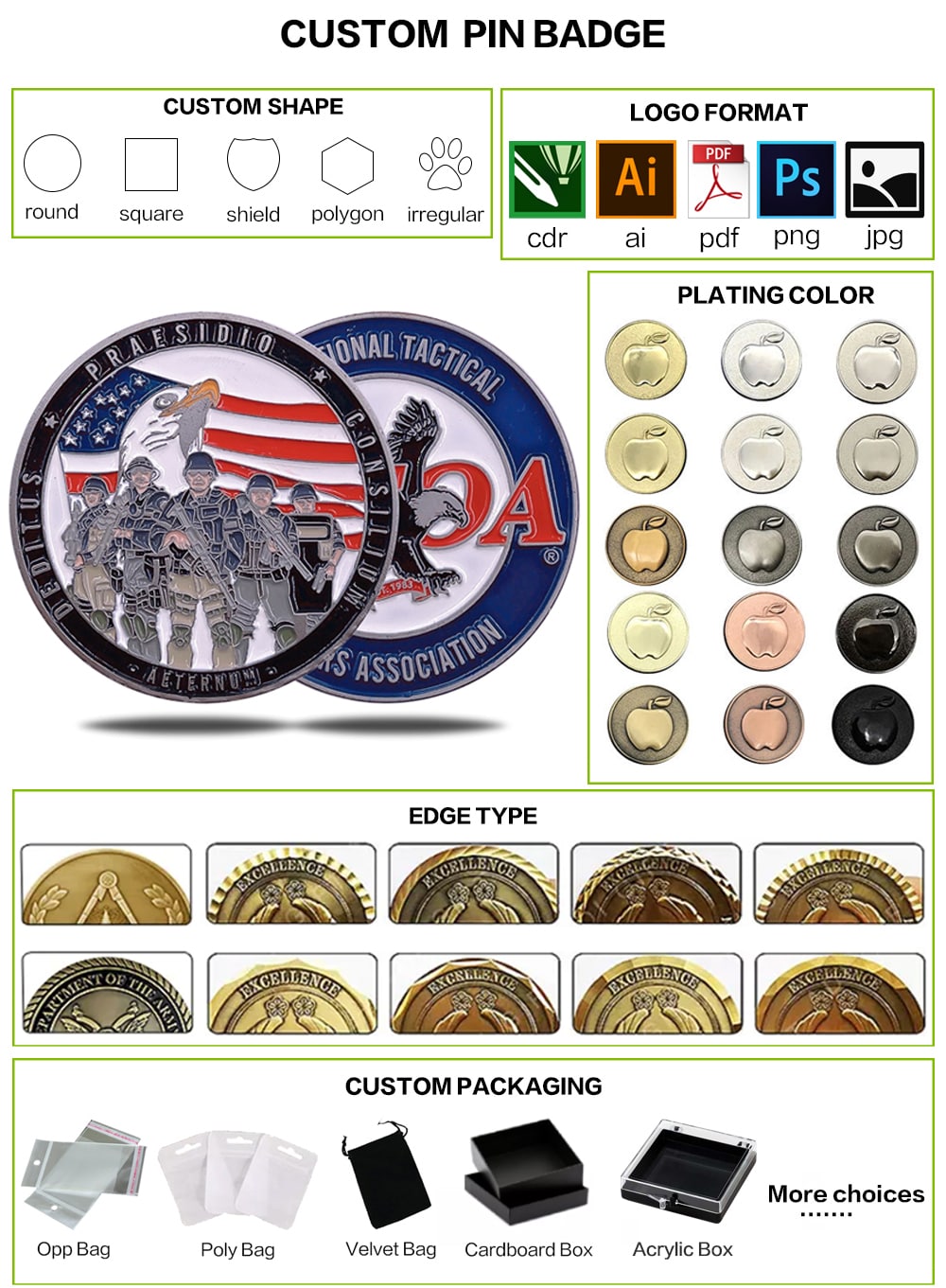 Cut-out military challenge coins