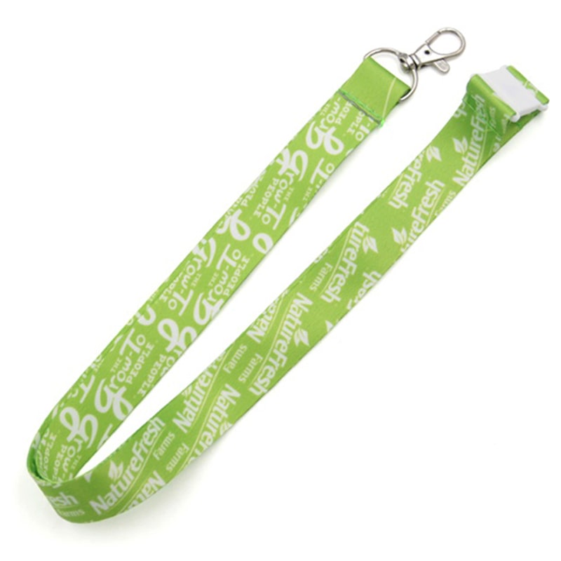 Green polyester logo lanyard custom supplier