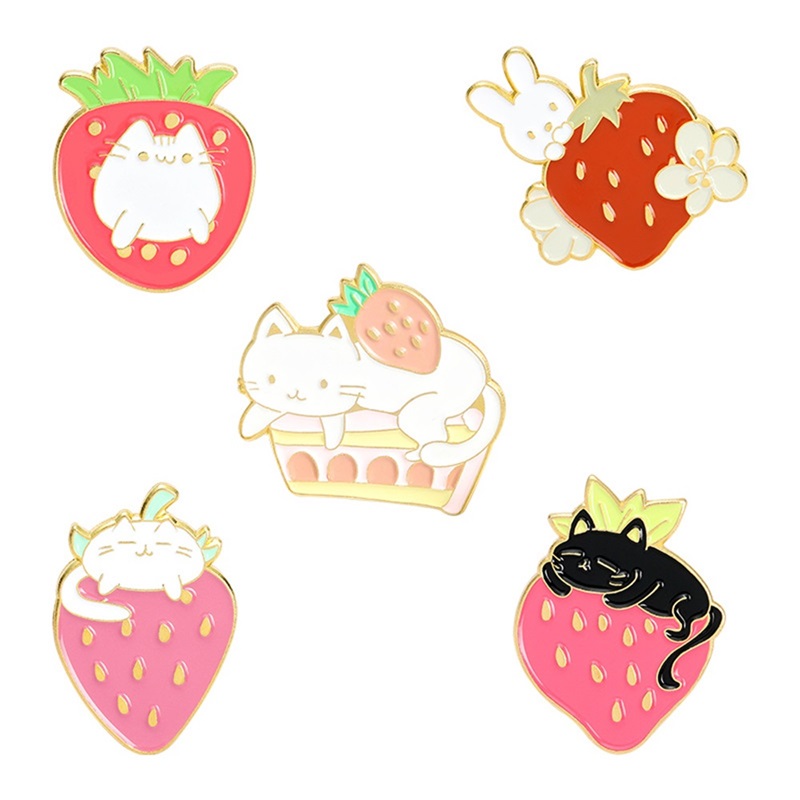 Cute strawberry enamel pins
