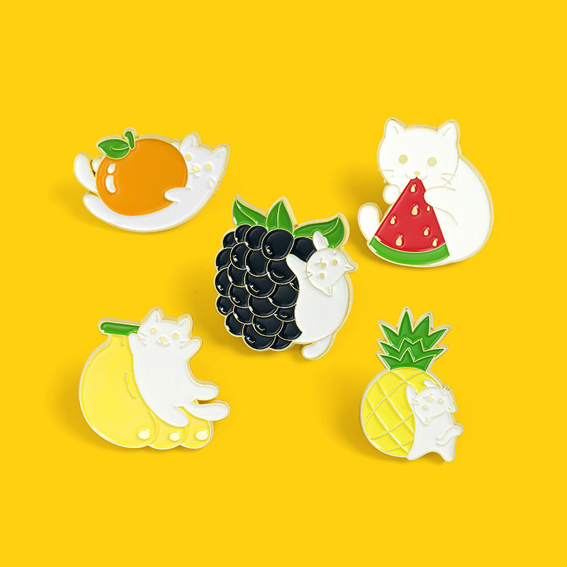 Cat Fruit Enamel Pins
